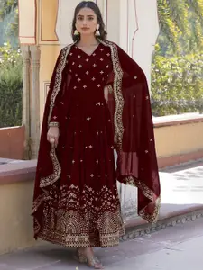 Fashion Basket Women Emboridered Work Anarkali Ethnic Dress With Dupatta