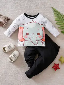 StyleCast x Revolte Infants Printed Pure Cotton T-shirt With Trousers