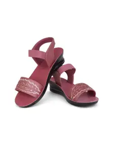 PENNEN Women Colourblocked Laser Cuts Wedge Sandals