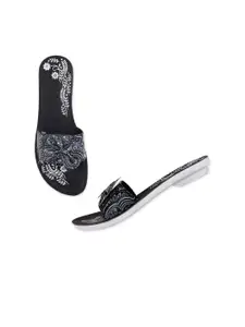 PENNEN Women Black Casual Open Toe Flats