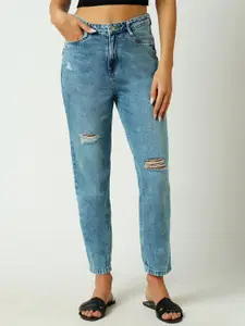 Kraus Jeans Women High-Rise Mildly Distressed Light Fade Jeans