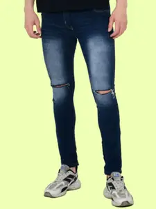 LINARIA Men Classic Slim Fit Slash Knee Heavy Fade Jeans