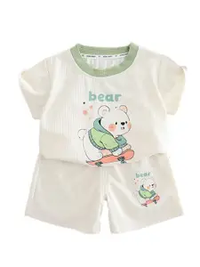 StyleCast x Revolte Infants Printed Round Neck Pure Cotton T-shirt With Shorts