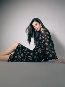 Vero Moda Women Floral Printed Wrap Midi Dress