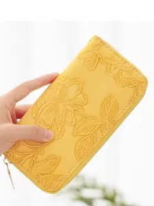 CORSICA Women Floral Self Design PU Zip Around Wallet