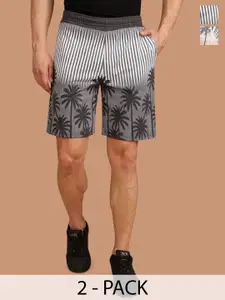 BULLMER Men Pack Of 2 Printed Regular Fit Mid-Rise Shorts