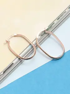 LeCalla 925 Sterling Silver-Plated Oval Shaped Hoop Earrings