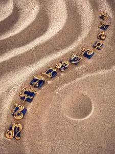 Outhouse 22K Gold-Plated Brass with Lapis Lazuli Virgo Zodiac Square Studs