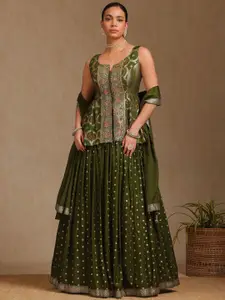Soch Floral Woven Design Sequinned Ready to Wear Art Silk Lehenga With Blouse & Dupatta