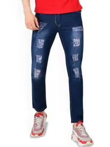LINARIA Men Classic Tapered Fit Mildly Distressed Light Fade Jeans