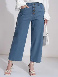 Tokyo Talkies Women Comfort Flared High-Rise Light Fade Stretchable Cotton Jeans