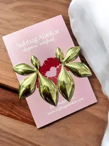 SUBHAGALANKAR Gold-Plated Leaf Shaped Studs