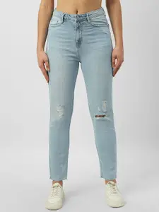 Kraus Jeans Women Straight Fit High-Rise Mildly Distressed Jeans