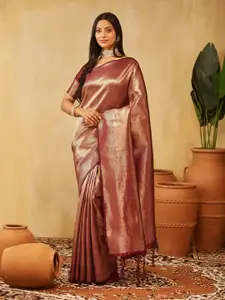 kasee Woven Design Zari Banarasi Saree With Unstitched Blouse Piece