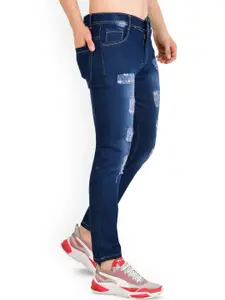 LINARIA Men Classic Tapered Fit Mildly Distressed Light Fade Cotton Jeans