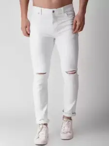 Linaria Men Classic Slim Fit Mid-Rise Slash Knee Jeans
