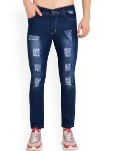 LINARIA Men Classic Mid-Rise Tapered Fit Mildly Distressed Light Fade Jeans