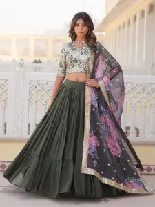 Fashion Basket Embellished Sequinned Unstitched Lehenga & Ready to Wear Blouse With Dupatta