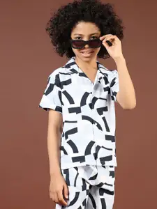 V-Mart Boys Abstract Printed Lapel Collar Shirt With Shorts