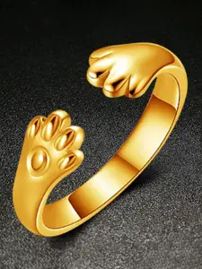 MYKI Gold-Plated Stainless Steel Kitty Cat Adjustable Finger Ring