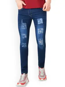 Linaria Men Classic Slim Fit Mid Rise Highly Distressed Light Fade Jeans