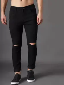 LINARIA Men Cotton Classic Slim Fit Mid-Rise Slash Knee Jeans