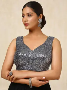 Soch Embellished Sweet Heart Neck Padded Saree Blouse With Sequins