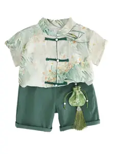 StyleCast x Revolte Boys Printed Shirt Collar Pure Cotton Shirt with Shorts