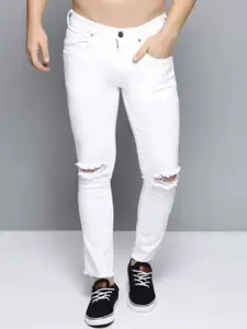 LINARIA Men Classic Cotton Slim Fit Low-Rise Slash Knee Jeans