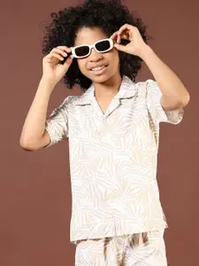V-Mart Boys Floral Printed Lapel Collar Shirt With Shorts
