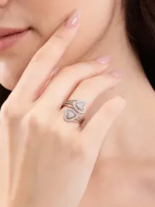 DressBerry Stone Studded Heart Shaped Finger Ring