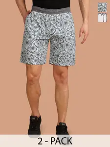 BULLMER Men Pack Of 2 Printed Mid-Rise Regular Fit Shorts