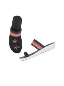 PENNEN Women Black Casual One Toe Flats