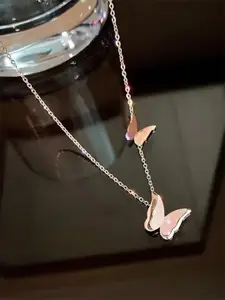 PASU FASHION Rose Gold-Plated Butterfly Necklace