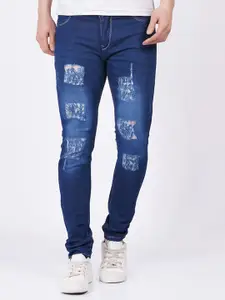 LINARIA Men Classic Slim Fit Mid-Rise Heavy Fade Mildly Distressed Jeans
