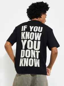 max Men Typography Printed Applique T-shirt