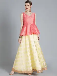 Ethnovog Embroidered Semi-Stitched Lehenga & Unstitched Blouse