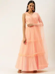 Ethnovog Semi-Stitched Lehenga & Unstitched Blouse With Dupatta