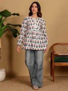 Chowkhat Women Floral Printed Pure Cotton Handloom Empire Kurti