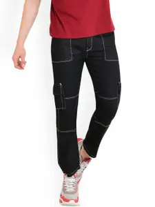 LINARIA Men Classic Slim Fit Mid-Rise Cotton Cargos Jeans