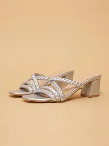 ERIDANI  Ethnic Woven Design Block Sandals