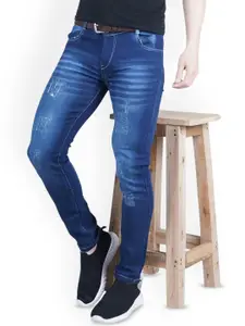 LINARIA Men Classic Slim Fit Mildly Distressed Light Fade Jeans