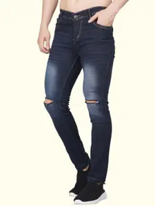 LINARIA Men Classic Slim Fit Slash Knee Light Fade Jeans