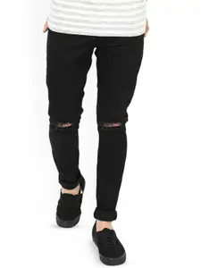 LINARIA Men Classic Cotton Slim Fit Low-Rise Slash Knee  Jeans