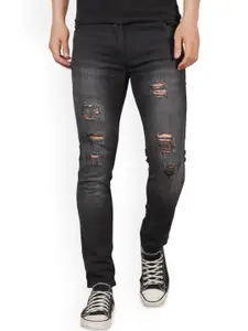 LINARIA Men Classic Slim Fit Highly Distressed Light Fade Jeans