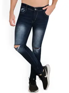 LINARIA Men Classic Slim Fit Low-Rise Slash Knee Heavy Fade Jeans