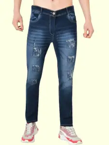 LINARIA Men Classic Slim Fit Highly Distressed Light Fade Cotton Jeans