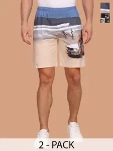 BULLMER Men Pack of 2 Printed Regular Fit Cotton Shorts