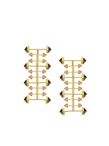 ESME Kensho Gold-Plated Swarovski Crystal Studded Contemporary Drop Earrings