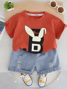 StyleCast x Revolte Boys Graphic Printed Pure Cotton T-shirt With Shorts